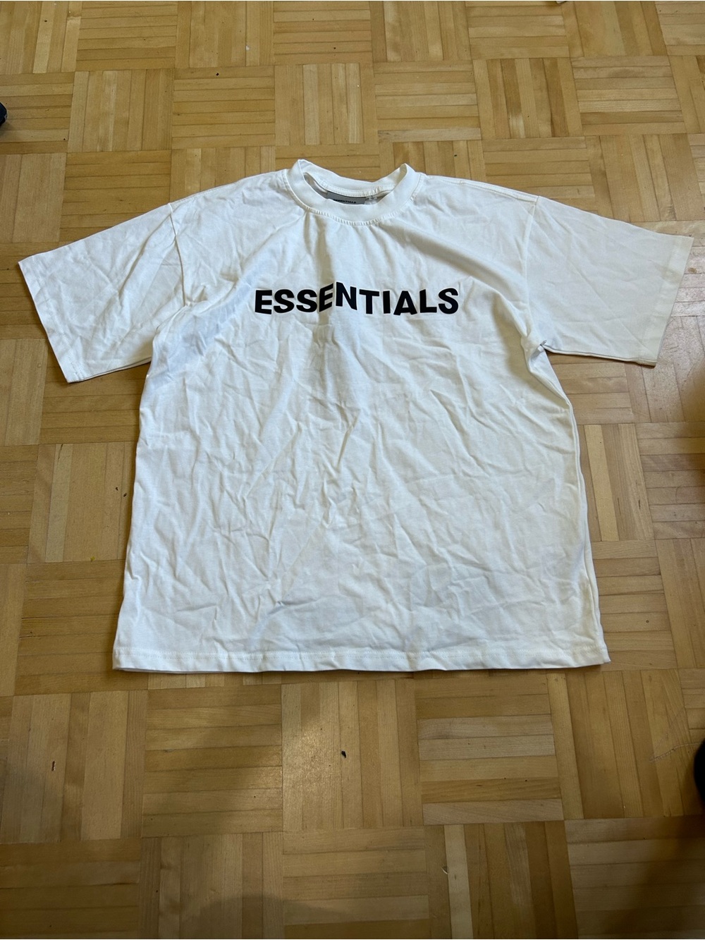 Essentials White Short-Sleeve Logo Tee with Black Print
